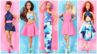 5 Diferentes Sem Costurar Roupas Para Barbie, Como Fazer Artesanato DIY da Barbie Idéias