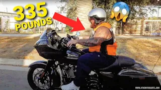 FIRST TIME RIDING A HARLEY DAVIDSON MOTORCYCLE - BIG MAN ON A LITTLE BIKE