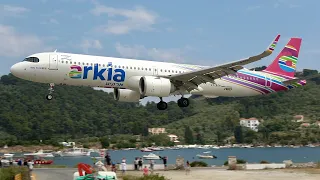 Skiathos Airport Summer 2023 Crazy low landings + Powerful Jetblast Departures!Planespotting in 4K