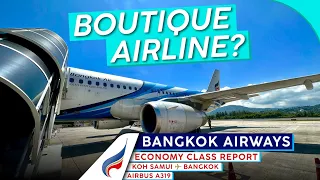 BANGKOK AIRWAYS A319 Economy Class 🇹🇭【4K Trip Report Koh Samui to Bangkok】Very Cool Airport!