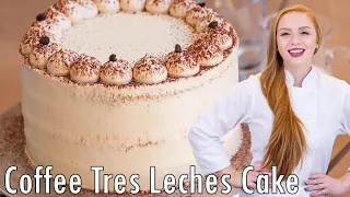 The BEST Coffee Tres Leches Cake Recipe!! With Coffee Whipped Cream & Sponge Cake!
