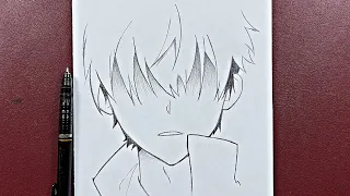 Easy sketch | how to draw anime boy with easy steps