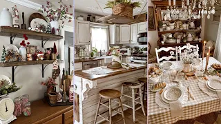 Antique Farmhouse cottage kitchen decoration ideas with vintage shabby chic accent |Kitchen #kitchen