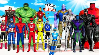 THE AVENGERS & POWER RANGERS Alliance VS Team SUPERVILLAINS | Rescue Blue Ranger - EPIC BATTLE