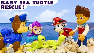 Ryder and the Toy Paw Patrol Pups Rescue Baby Sea Turtles