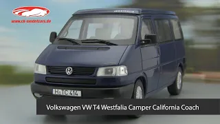 ck-modelcars-video: Volkswagen VW T4 Westfalia Camper California Coach blau 1:18 Schuco