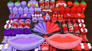 COCACOLA PURPLE vs RED ! Mixing Random Things into GLOSSY Slime ! Satisfying Slime Videos #588