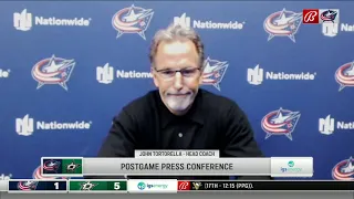 John Tortorella's short comments after the Blue Jackets' 5-1 loss to the Stars