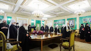 Святейший Патриарх Кирилл возглавил первое в 2023 году заседание Священного Синода.