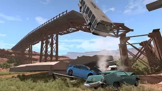 Collapsing Bridge Pileup Crashes 14 | BeamNG.drive