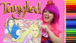 Coloring Tangled Rapunzel & Flynn Rider GIANT Coloring Book Page Colored Pencil | KiMMi THE CLOWN