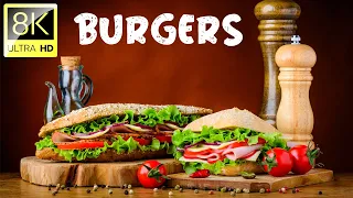 Delicious Burgers Collection 02 in 8K ULTRA HD (60 FPS) | Satisfying Film With Relaxation Music