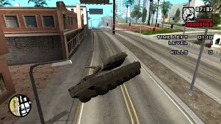 CJ TURNS INTO TANKER SHOOTS AND CRASHES INTO CRIMINAL CARS