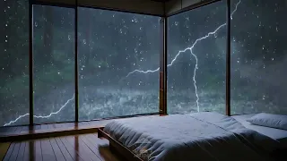 Comfortable Bedroom With Night Views During Heavy Rain |  Rain Sound, Rain On The Window