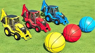 LOAD OF COLORS ! GIANT BALLS LOADING with CAT BACKHOE LOADERS ! Farming Simulator 22
