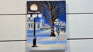 How To Paint WINTER LIGHTS 🎨 step by step tutorial