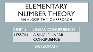 05-01: Linear congruences in one variable