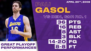 PAU GASOL | GREAT PLAYOFF PERFORMANCES - Pau goes off for 36/16/8 with 3 blocks v Denver 💥🔥⭐