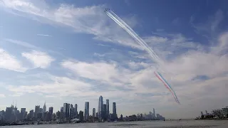 LIVE: Blue Angels and Thunderbirds fly over New York City to honor frontline workers.