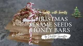 sesame seeds honey bars with only two ingredients | very easy to make and  great for Christmas