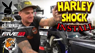 How to install rear shocks and kruesi originals shock sliders on a harley dyna fxdx build (P4)