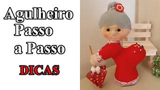 Diy Vovó Agulheiro , Alfineteiro Passo a Passo com Molde gratuito venda /boneca,Manualidade Facile