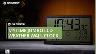 BRESSER MyTime Jumbo LCD Weather Wall Clock (black, grey & white)