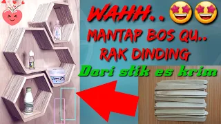 Cara membuat rak dinding hexagon dari stik es krim || Hiasan dinding dari stik es krim