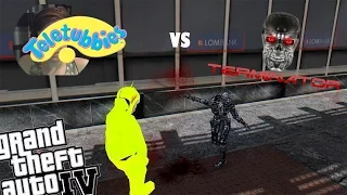 GTA IV Teletubbies Mod vs Terminator Mod - Laa-Laa VS Terminator T600