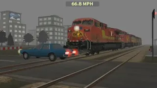 Light Locos hit car in Train and Rail Yard Simulator