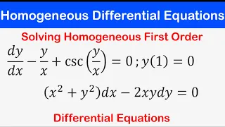 🔵11 - Homogeneous First Order Differential Equations (Solved Examples)