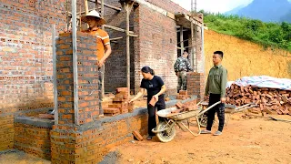 Pouring main hall beams - Installing iron - Building load-bearing columns _ Phuong's family life