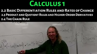 Calculus 1: Lecture 2.2, 2.3, 2.4 Differentiation, Rates of Change, Product, Quotient, Chain Rules