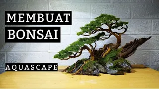 Step by step CARA MEMBUAT BONSAI AQUASCAPE | Tema Pohon Kena Angin | Akar senggani