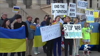 People with loved ones in Ukraine share emotional stories during rally at Oklahoma Capitol