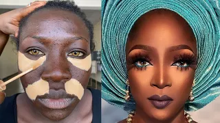 Nigerian 💣😳🔥Bridal Makeup And Gele Transformation ✂️Cirurgia Plastica 💉💉 Makeup Tutorial💄