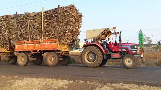 Arjun 605 & Novo 605di-i tractor pulling full Loaded Sugar cane trolley | Sugar cane trolley