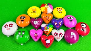 Hunting Numberblocks with CLAY inside Mini Heart, Cake Shapes,... Coloring! Satisfying ASMR Videos