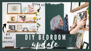 Cozy Bedroom Update: DIY Photo Shelves + 3 Simple Art Pieces!