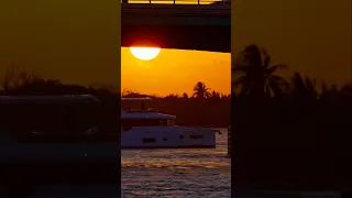 Sirena Sunset: Sirena 58 Luxury Yacht at #hauloverinlet during #sunset in #miamiheaven