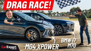 MG v BMW: $60k v $350k, i7 M70 v MG4 XPower drag race!