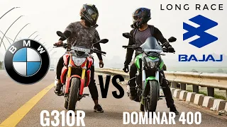 DOMINAR 400 VS BMW G310R Long Race | GPS speed test | who will win?