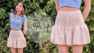 Easy Crochet Ruffle Skirt | Crochet Skirt | Chenda DIY