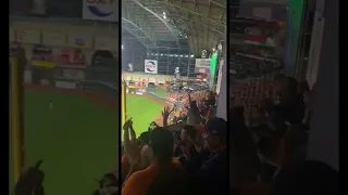 Astro fans reaction after Yordan Alvarez hit his 3 run home run, to change game 6 of the WS.