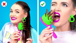 Weird Ways to SNEAK FOOD IN MAKEUP || Sneaky Girly Hacks! Sneak Snacks into Class by Kaboom!