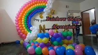 Rainbow theme decoration at home|| colorful decoration ideas||multicolor balloon decoration ideas