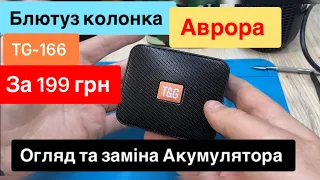 Блютуз колонка TG-166 за 199грн Аврора Огляд тест та заміна акумулятора