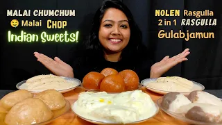 Eating 🤤 Rasmalai + Rasgulla + Gulabjamun | Indian Sweets Mukbang ASMR | Indian Desserts Eating