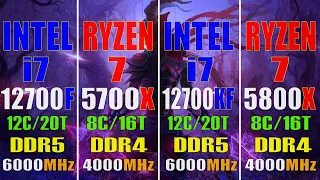 INTEL i7 12700F vs RYZEN 7 5700X vs INTEL i7 12700KF vs RYZEN 7 5800X | PC GAMES BENCHMARK TEST ||