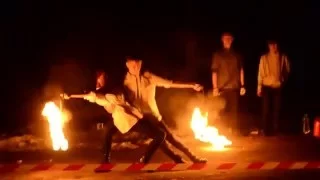 REITON, парные пои, Fire Poi Spinning